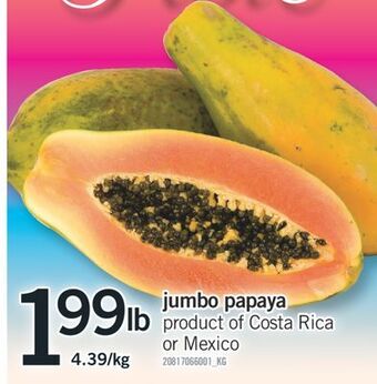 Fortinos Jumbo papaya offer