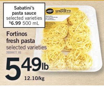 Fortinos Fortinos fresh pasta offer