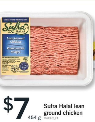 Fortinos Sufra halal lean ground chicken, 454 g offer