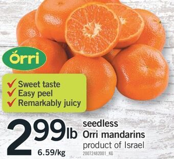 Fortinos Seedless orri mandarins offer