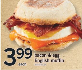 Fortinos Bacon & egg english muffin offer