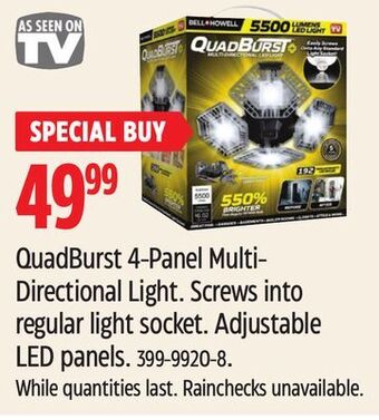Canadian Tire Bell and howell quadburst 4-panel multi-directional light offer