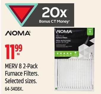 Canadian Tire Noma merv 8 2-pack furnace filters offer