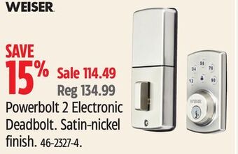 Canadian Tire Weiser powerbolt 2 electronic deadbolt offer