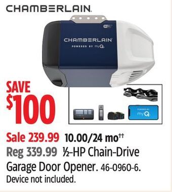 Canadian Tire Chamberlain 1⁄2-hp chain-drive garage door opener offer
