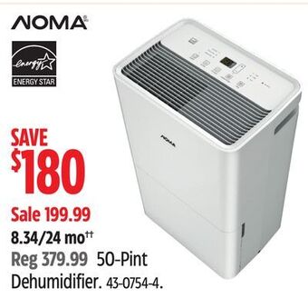 Canadian Tire Noma 50-pint dehumidifier offer