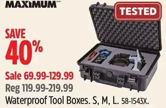 Canadian Tire Maximum waterproof tool boxes offer
