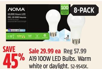 Canadian Tire Noma a19 100w led bulbs offer