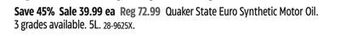 Canadian Tire Quaker state euro synthetic motor oil offer