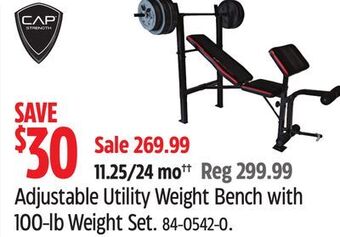Canadian Tire Cap adjustable utility weight bench with 100-lb weight set offer