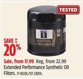 Canadian Tire Mobil 1 extended performance synthetic oil filters offer