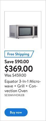 Walmart Equator 3-in-1 microwave + grill + convection oven offer