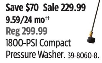 Canadian Tire Simoniz 1800-psi compact pressure washer offer