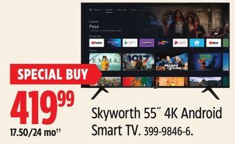 Canadian Tire Skyworth 55˝ 4k android smart tv offer