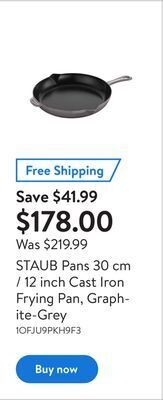 Walmart Staub pans 30 cm / 12 inch cast iron frying pan, graphite-grey offer