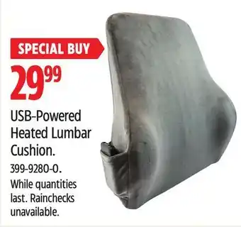 Canadian Tire Treksafe automotive usb-powered heated lumbar cushion offer