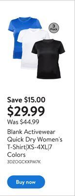 Walmart Blank activewear quick dry women's t-shirt|xs-4xl|7 colors offer