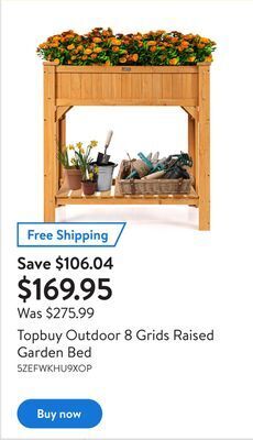 Walmart Topbuy outdoor 8 grids raised garden bed offer