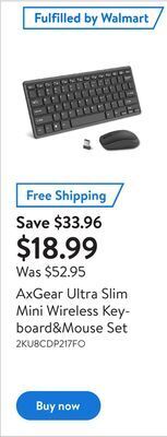 Walmart Axgear ultra slim mini wireless keyboard&mouse set offer
