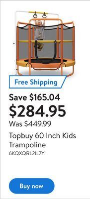 Walmart Topbuy 60 inch kids trampoline offer