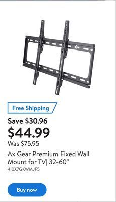 Walmart Ax gear premium fixed wall mount for tv| 32-60'' offer