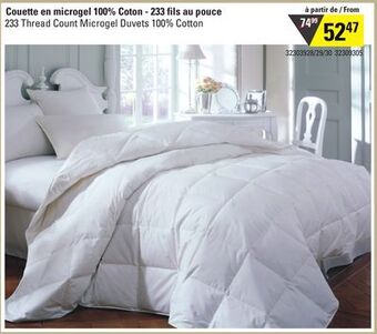 Sushi Shop 233 thread count microgel duvets 100% cotton offer