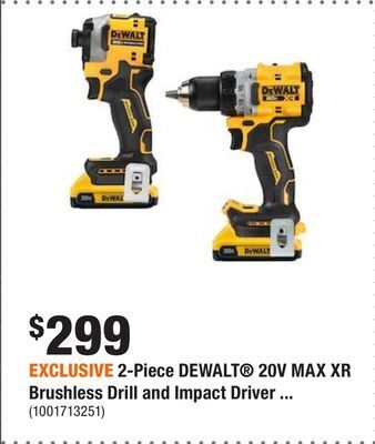 Home Depot Exclusive 2-piece dewalt® 20v max xr brushless drill and impact driver combo kit offer