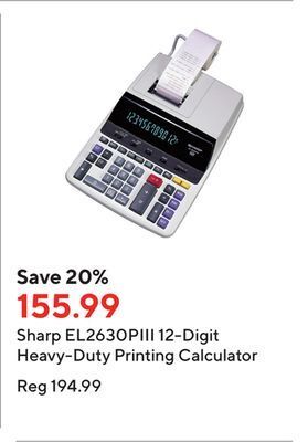 Staples Sharp el2630piii 12-digit heavy-duty printing calculator offer