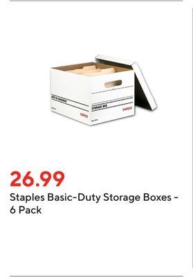 Staples Staples basic-duty storage boxes - 6 pack offer