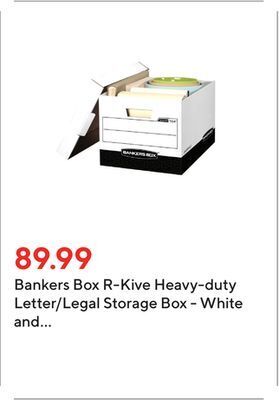 Staples Bankers box r-kive heavy-duty letter/legal storage box - white and black - 12 pack offer
