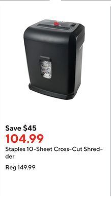 Staples Staples 10-sheet cross-cut shredder offer