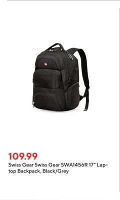 Staples Swiss gear swa1456r 17" laptop backpack, black/grey offer