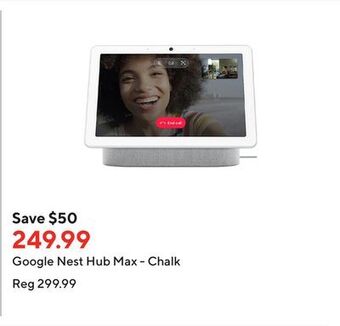 Staples Google nest hub max - chalk offer