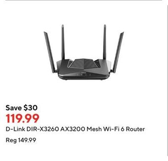 Staples D-link dir-x3260 ax3200 mesh wi-fi 6 router offer