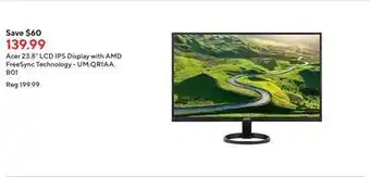 Staples Acer 23.8" lcd ips display with amd freesync technology - um.qr1aa.b01 offer