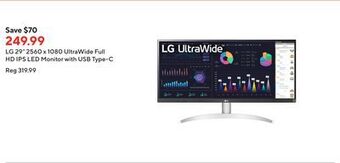 Staples Lg 29" 2560 x 1080 ultrawide full hd ips led monitor with usb type-c offer