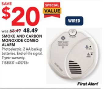 RONA First alert smoke and carbon monoxide combo alarm offer