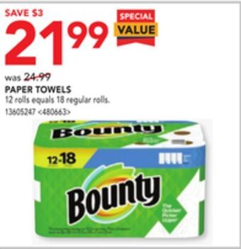 RONA Bounty paper towels offer