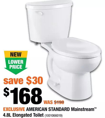 Home Depot American standard mainstream 4.8l elongated toilet offer