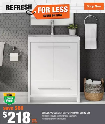Home Depot Glacier bay 24" romali vanity set offer