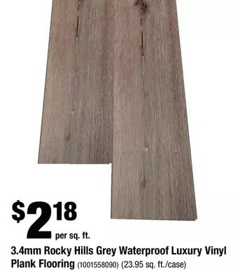 Home Depot 3.4mm rocky hills grey waterproof luxury vinyl plank flooring offer