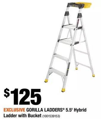 Home Depot Gorilla ladders 5.5' hybrid ladder with bucket offer