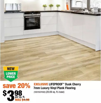 Home Depot Lifeproof dusk cherry 7mm luxury vinyl plank flooring offer