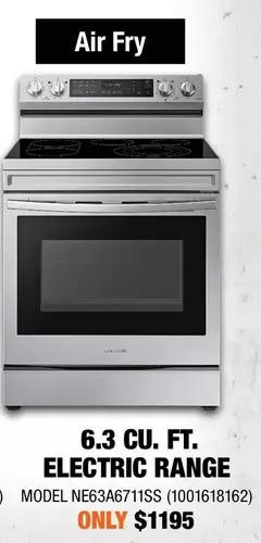 Home Depot Samsung 6.3 cu. ft. electric range offer