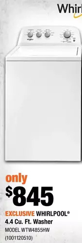 Home Depot Whirlpool 4.4 cu. ft. washer offer