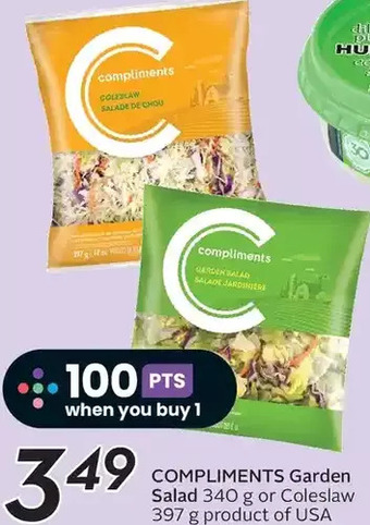 Sobeys Compliments garden salad or coleslaw offer