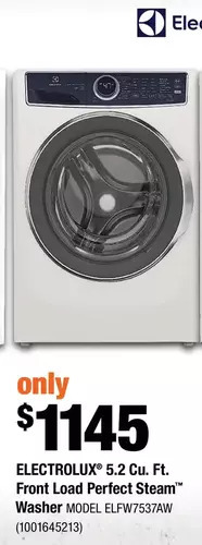 Home Depot Electrolux 5.2 cu. ft. front load perfect steam washer offer