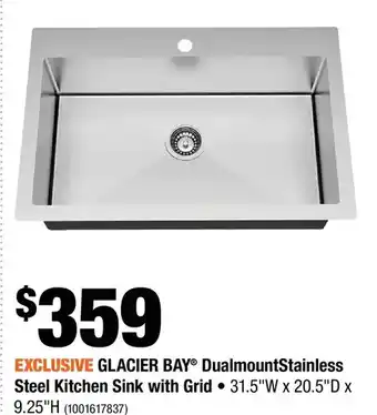 Home Depot Glacier bay dualmount stainless steel kitchen sink with grid offer