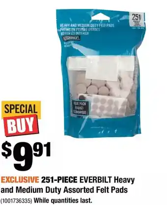 Home Depot 251-piece everbilt heavy and medium duty assorted felt pads offer