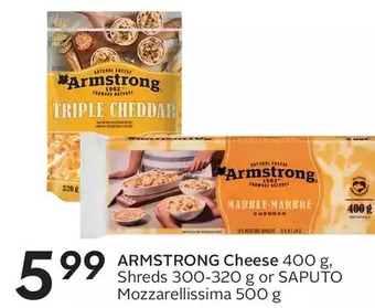 Sobeys Armstrong cheese, shreds or saputo mozzarellissima offer